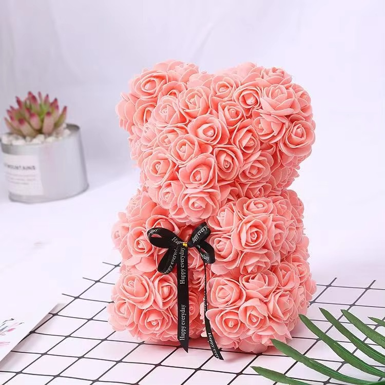 BowLift | 9.8in Artificial Rose Teddy Bear Gift with Display Box - Romantic Anniversary or Valentine's Day Decor