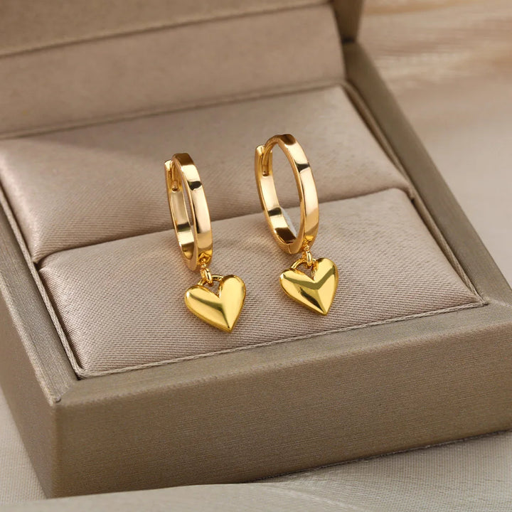BowLift | Dainty Heart Dangle Huggie Hoop Earrings