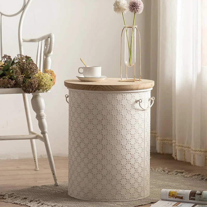 BowLift | French Side Table Made of Iron with Storage Bin Space-Saving Design