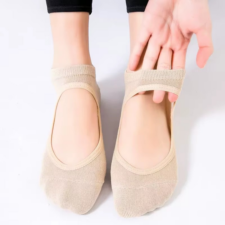 BowLift | Non Slip Backless Yoga Socks with Breathable Cotton Grip
