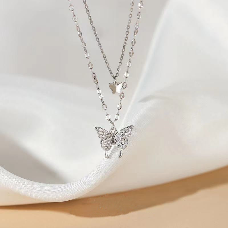 BowLift | Dreamy Wings Silver Double Layer Necklace