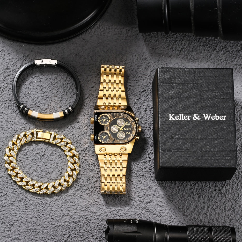 BowLift | Big Dial Watch Quartz Business Men Gift Set