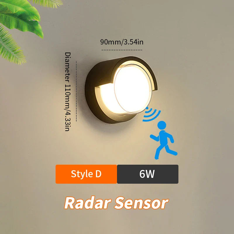 BowLift | LED Wall Light LumoGuard | With Radar Motion Sensor | 6W/12W | Warm & Cold White | IP66 Waterproof