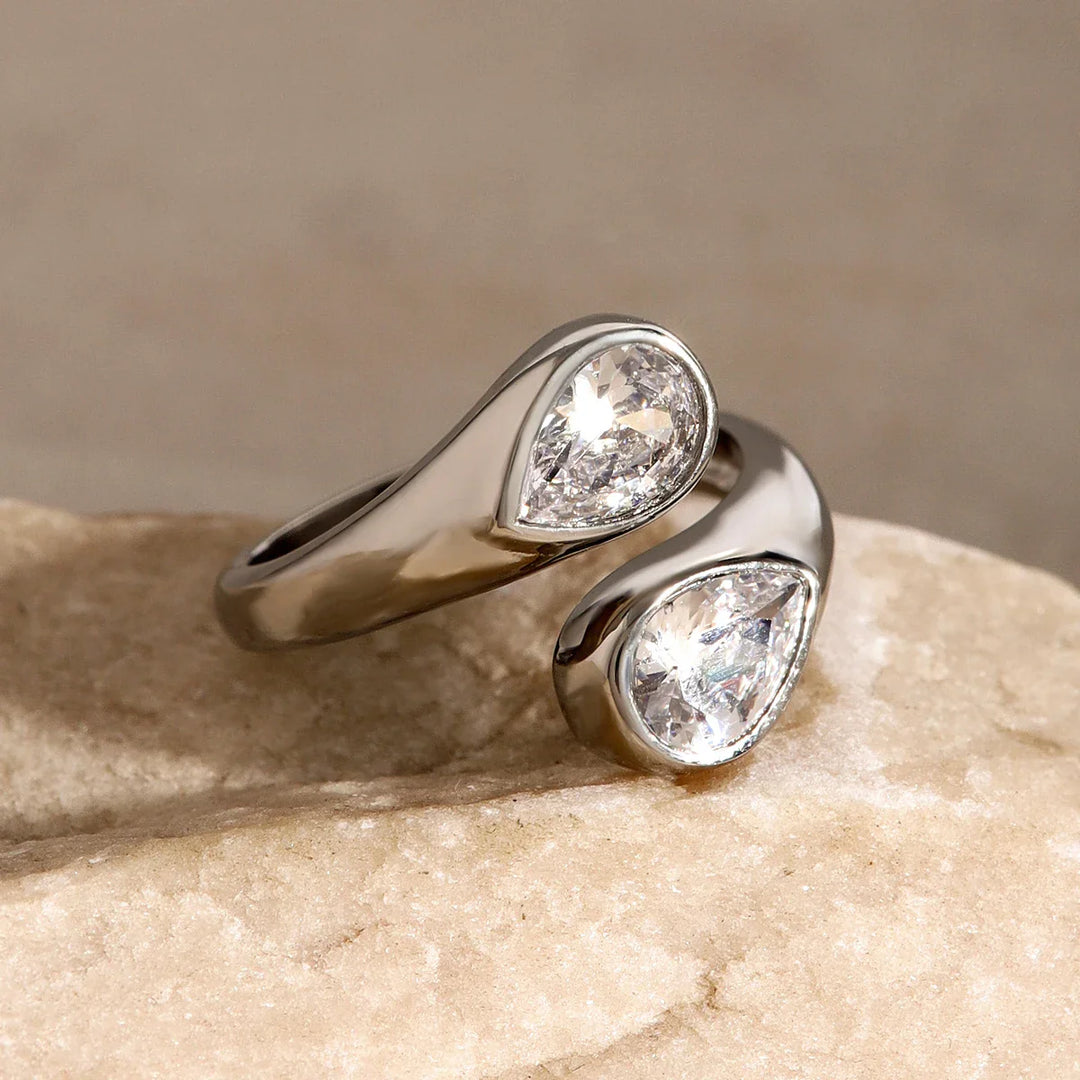 BowLift | Teardrop Diamond Accented Wrap Ring