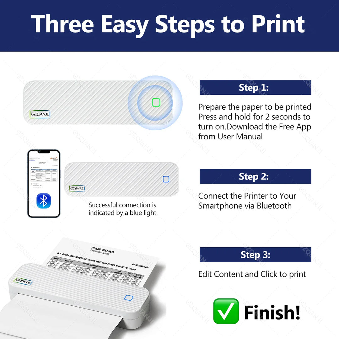 BowLift | Portable Inkless Bluetooth A4 Thermal Printer