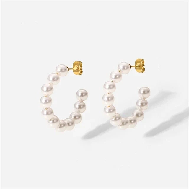 BowLift | Elegant C Hoop Pearl Earrings