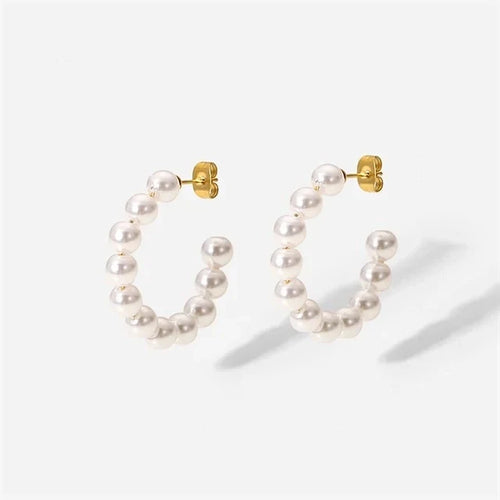 BowLift | Elegant C Hoop Pearl Earrings