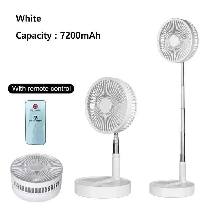 7200mAh USB Rechargeable Portable Folding Fan Floor Low Noise Fan for Outdoor Home Wireless Fan 4 Speed Camping Portable Fan | Bowlift