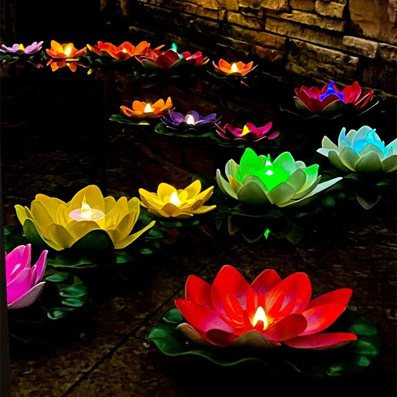 BowLift | GlowLotus Solar Lotus Lamp | Water Sensor | Warm White Light for Pond & Garden