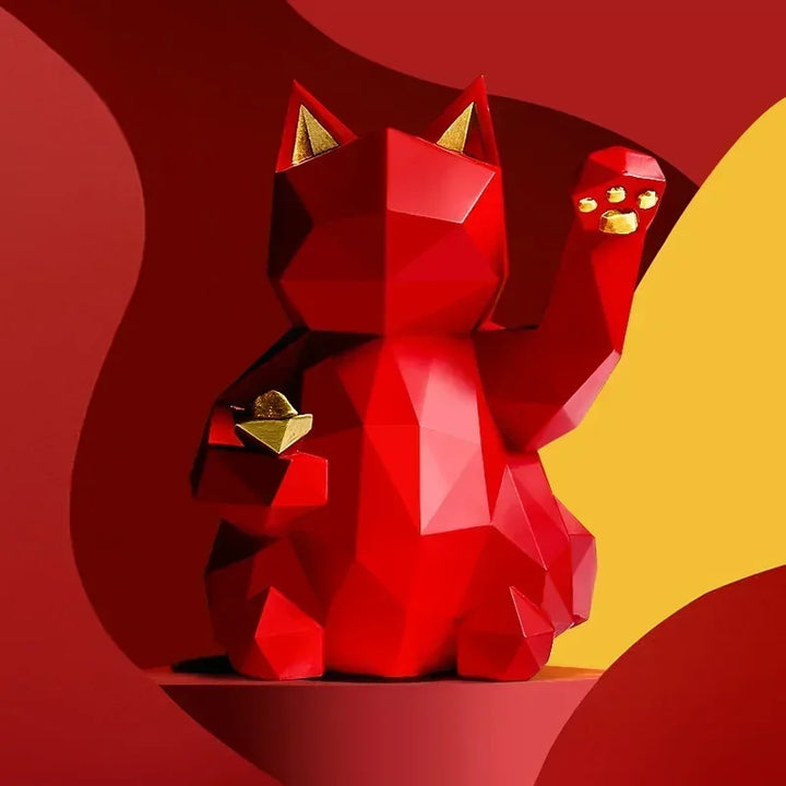 Nordic Minimalism Geometry Lucky Cat Statues | Bowlift