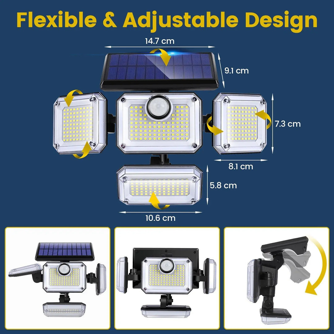 BowLift | Solora GuardLight Solar Outdoor Lamp with Motion Sensor 2000 LM | 333 LED, IP65, 270° Beam Angle