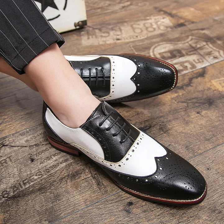 BowLift | Men's Luxury Shoes Brogue Lace-up Casual British Style Contrast Color Oxford Office