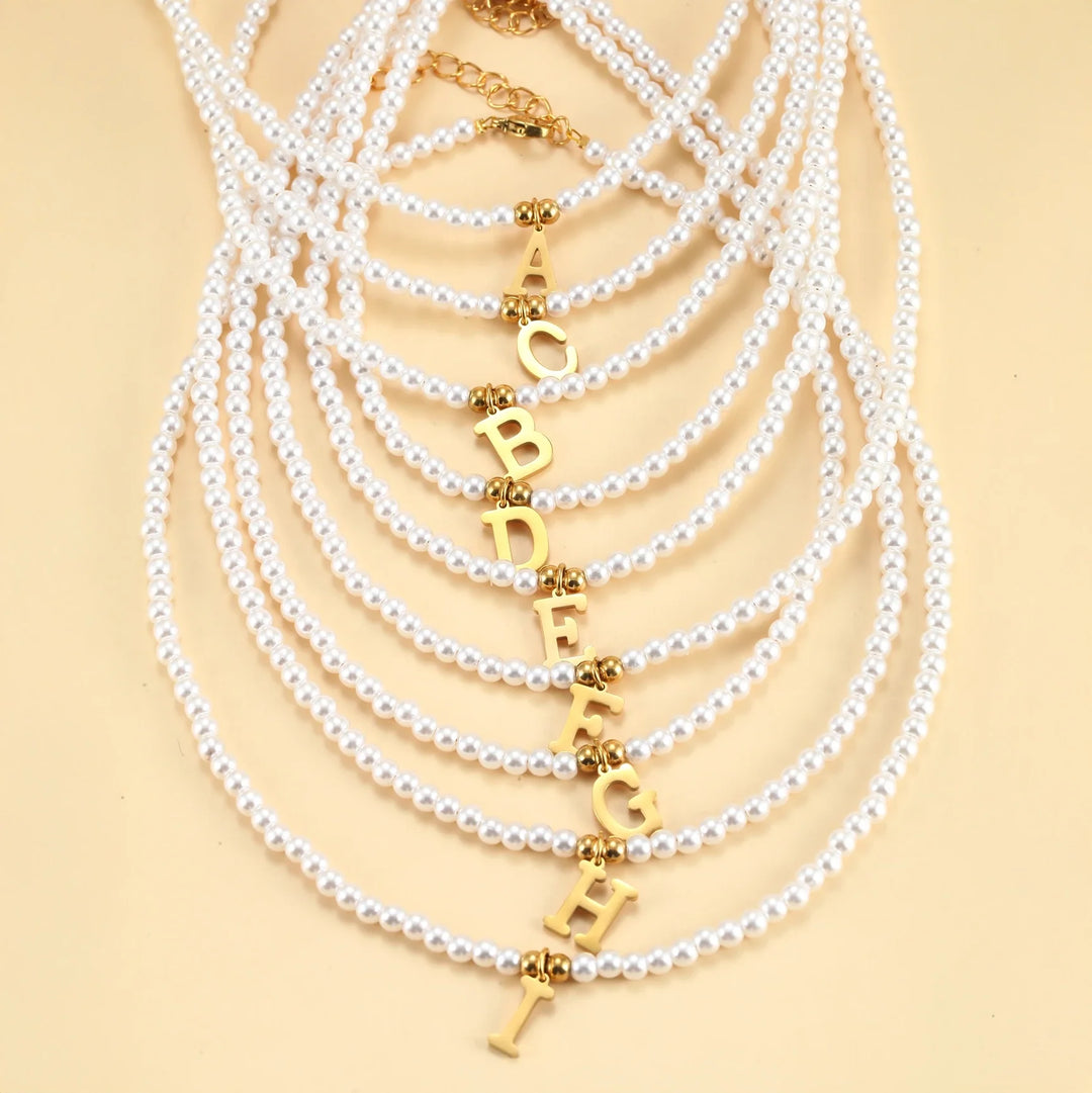 BowLift | Elegant Gold Accented Pearl Letter Initial Necklace