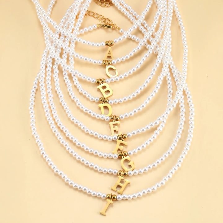 BowLift | Elegant Gold Accented Pearl Letter Initial Necklace