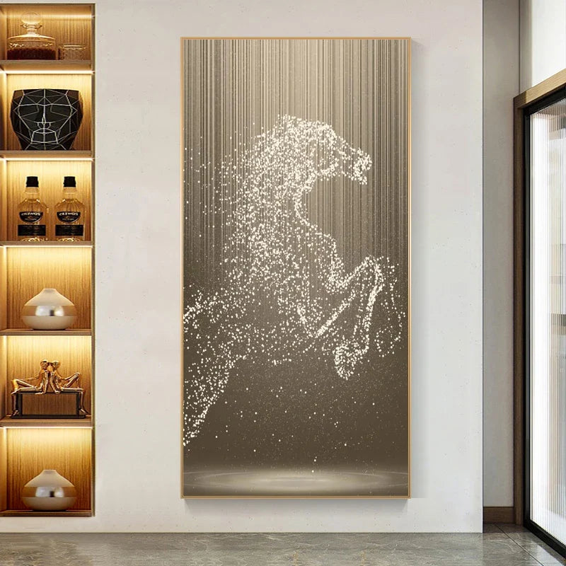 Minimalist Abstract Light Splash Horse Wall Art Fine Art Canvas Prints Equestrian Pictures For Modern Living Room Entranceway Foyer Art Decor | Bowlift