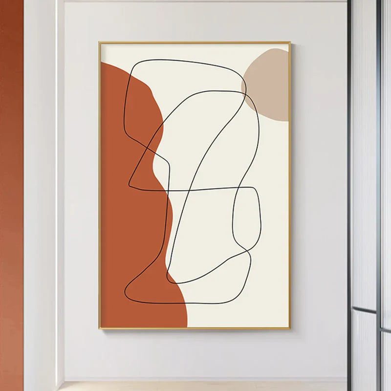 Modern Abstract Earthy Tones Geometric Wall Art Fine Art Canvas Prints Pictures For Living Room Dining Room Contemporary Home Decor | Bowlift