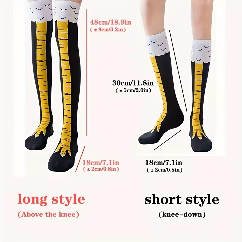 BowLift | Women's Knee-High Chicken Claw Print Socks, 1 or 2 Pairs