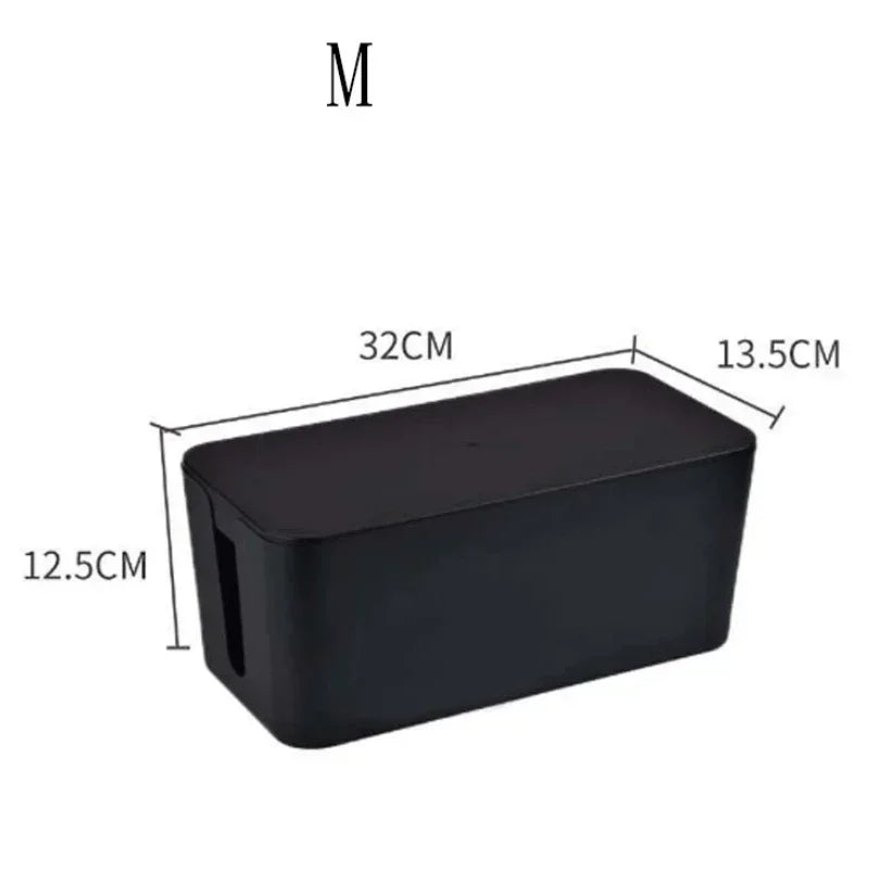 BowLift | Kabelux Cable Box with Lid | 32×13×12 cm | Socket & Charging Cable Organizer | Dust Protection for Power Supplies & Routers