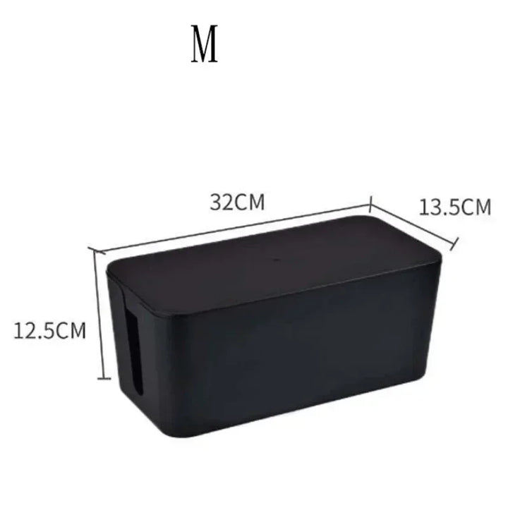 BowLift | Kabelux Cable Box with Lid | 32×13×12 cm | Socket & Charging Cable Organizer | Dust Protection for Power Supplies & Routers