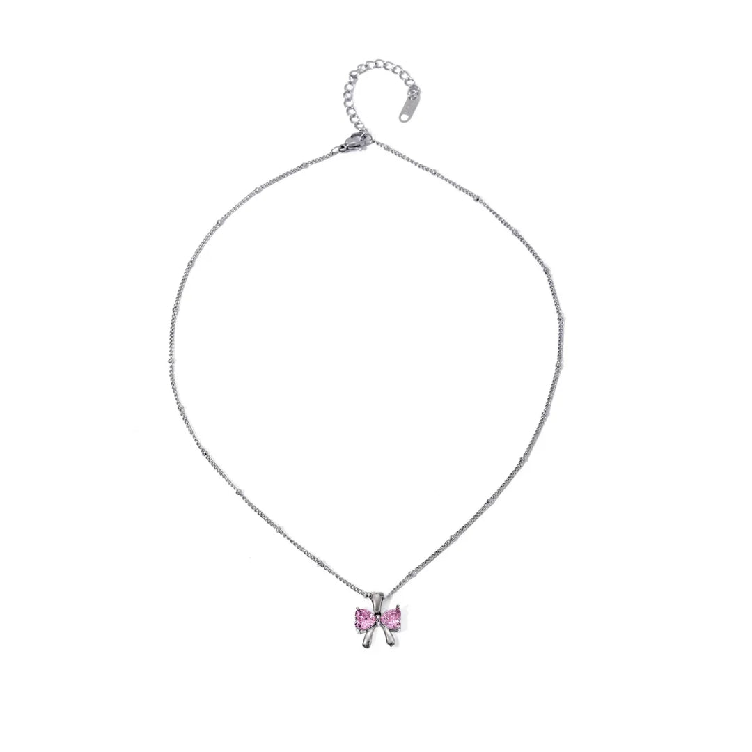 BowLift | Dainty Feminine Diamond Bow Necklace