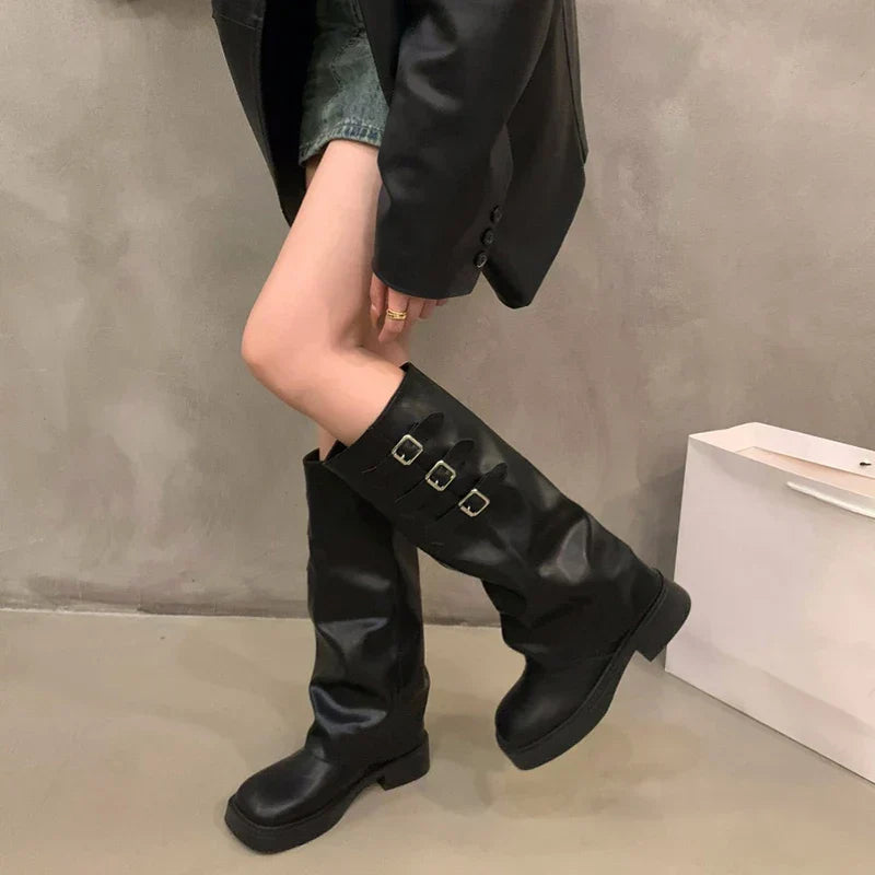 BowLift | Retro Style Knee-High Boots Women Fashion Women Slip-On Knight Long Boots Autumn Winter Women Footwear