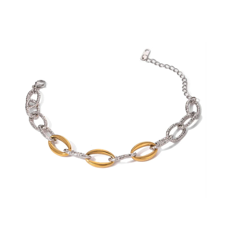 BowLift | Classy Two Tone Textured Silver Bracelet
