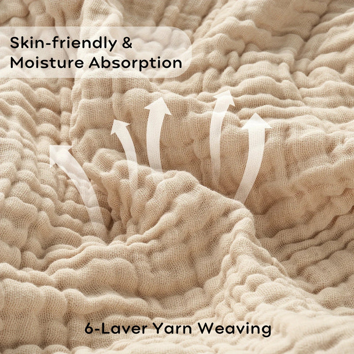 BowLift | CottonBreeze | Muslin Blanket made of 100% Cotton | 6-layer, Breathable & Lightweight | For Sofa & Bed