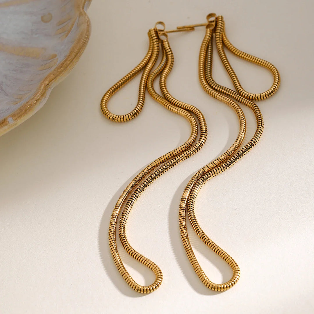 BowLift | Classy Snake Chain Tassel Stud Earrings