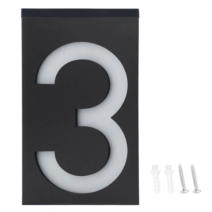 BowLift | Numelux Solar House Number Light | LED Illuminated | Weatherproof IP55 | Automatic Light in Darkness
