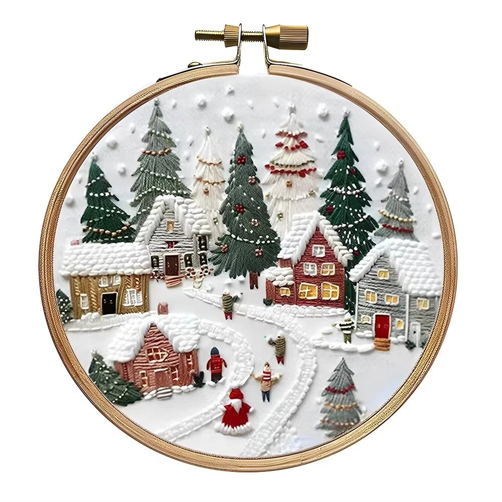 BowLift | Christmas Embroidery Starter Kit, DIY Cross Stitch Set with Holiday Patterns
