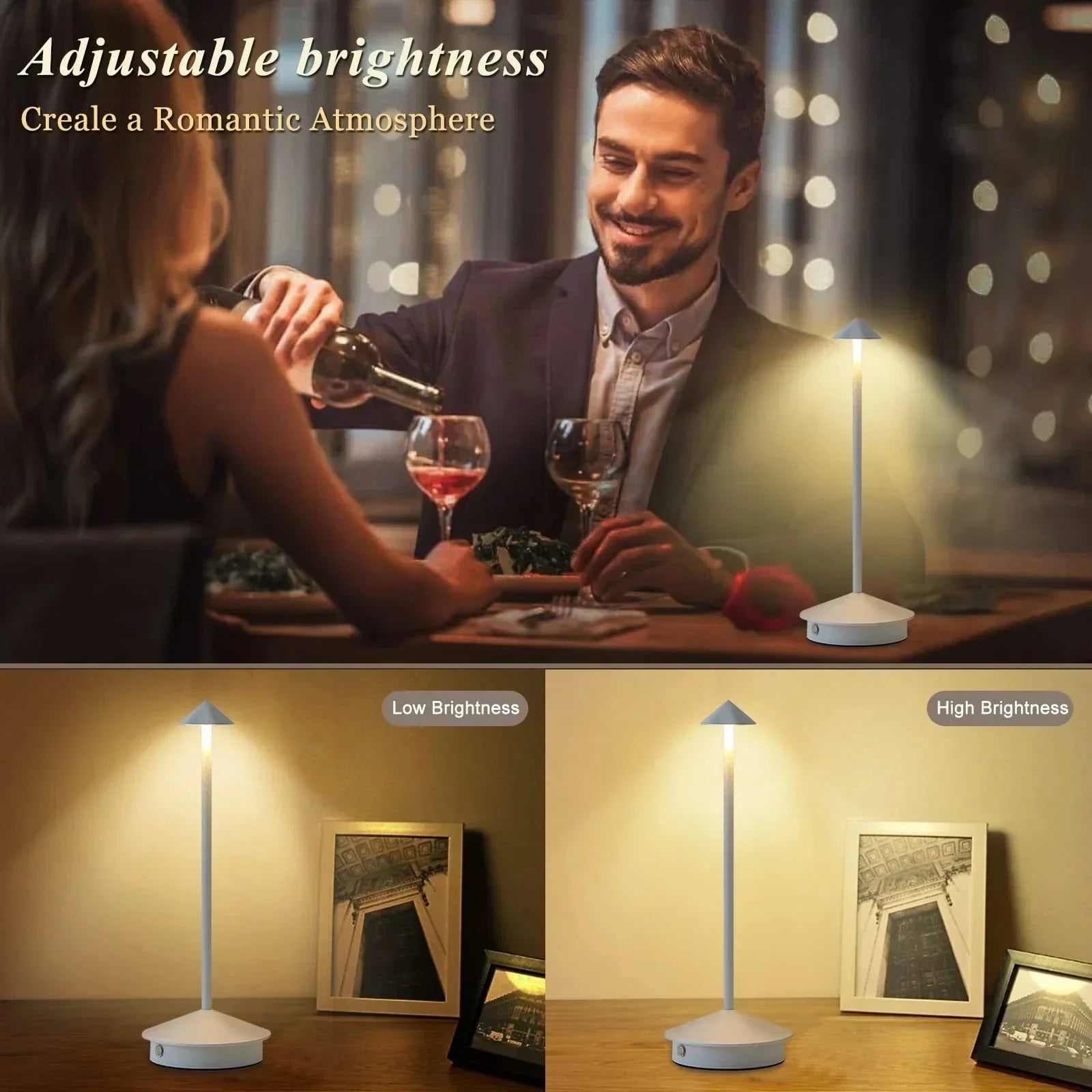 BowLift | Rechargeable Table Lamp Creative Dining Room Touch Led Hotel Bar Coffee Pina Pro Table Lamp Decorative Desk Lamp
