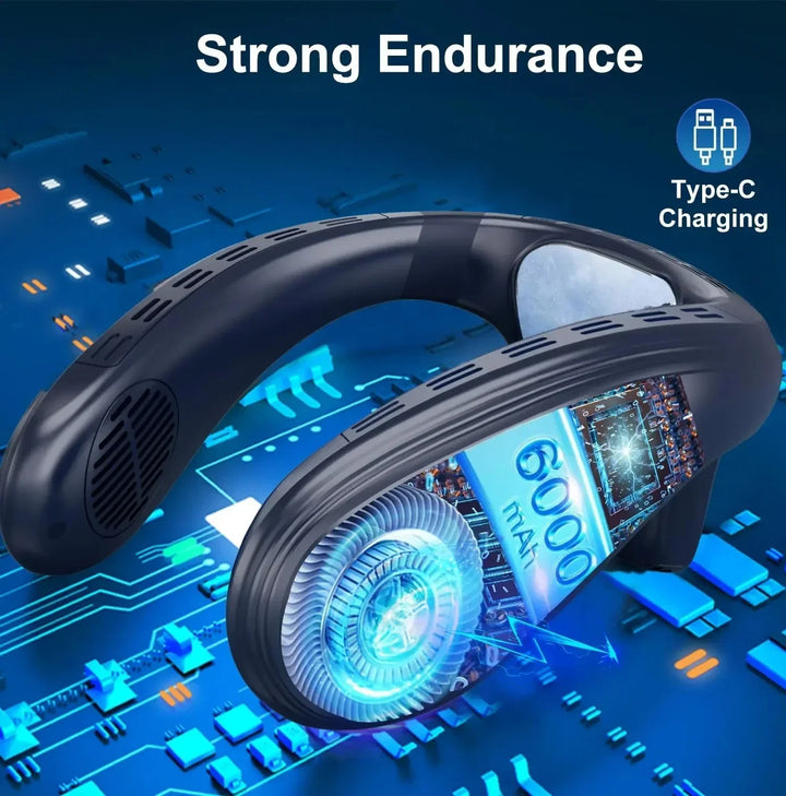 Portable Neck Fan 5200mAh – Rechargeable Wearable Semiconductor Cooling Fan, Personal Outdoor Neck Air Conditioner | Bowlift