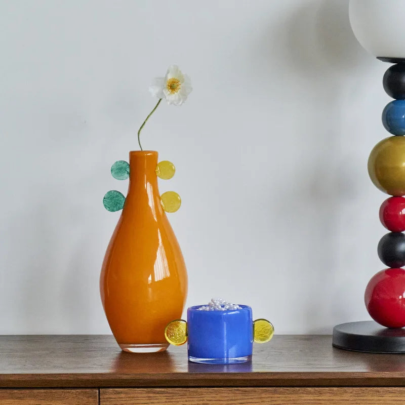 Coloured Globe Handled Glass Jar Vase Collection | Bowlift