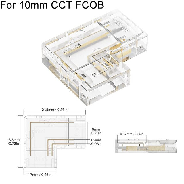 BowLift | L Shaped Transparent LED Strip Connector