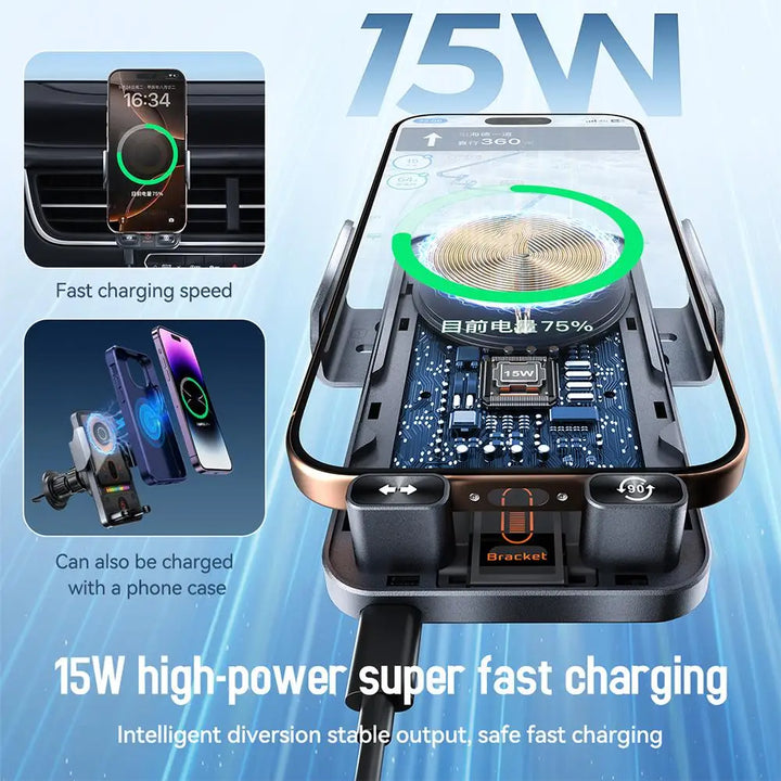 BowLift | Smart Auto-Clamp Wireless Charger Car Phone Holder