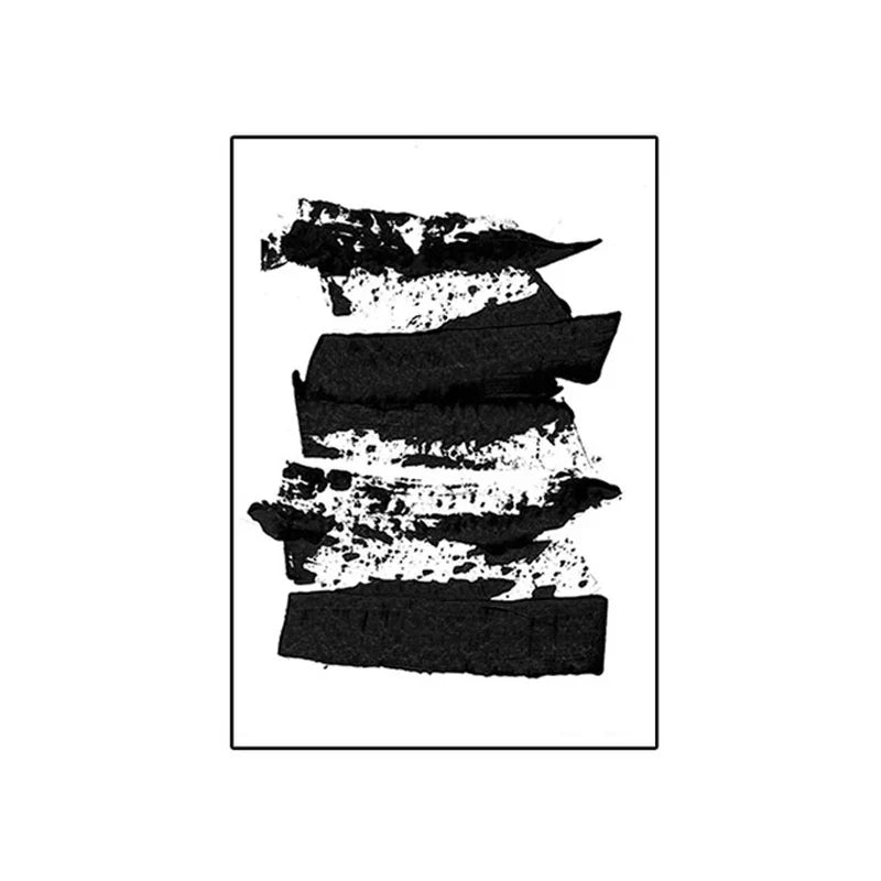 Black White Wall Art Minimalist Abstract Ink Brush Strokes Fine Art Canvas Prints Posters Pictures For Living Room Home Office Art Decor | Bowlift