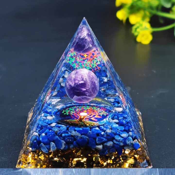 Orgonite Pyramid with Amethyst Pendulum – Energy, Protection and Decoration | Bowlift