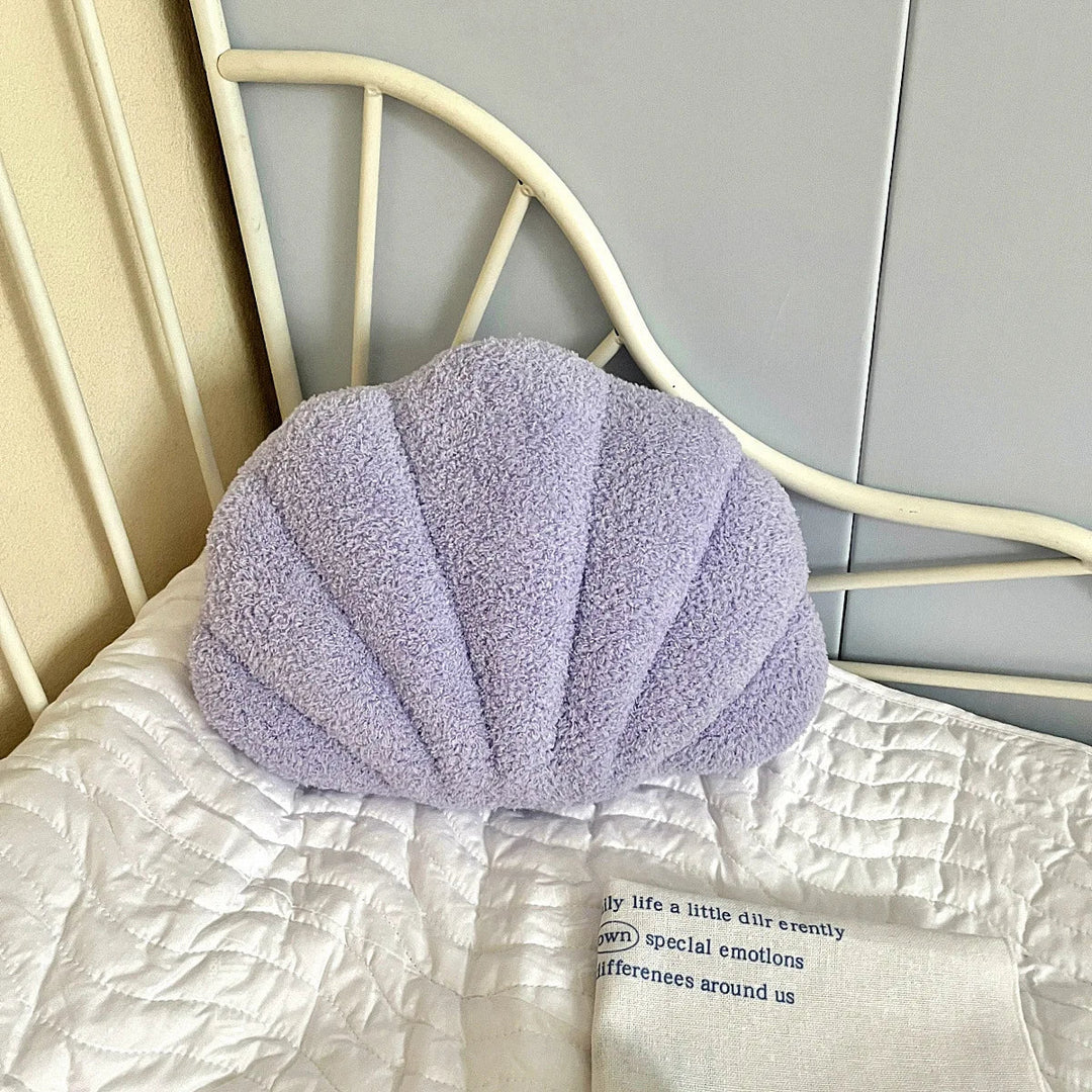 Pastel Shell Cushion – Fluffy Bouclé Plush Pillow | Bowlift