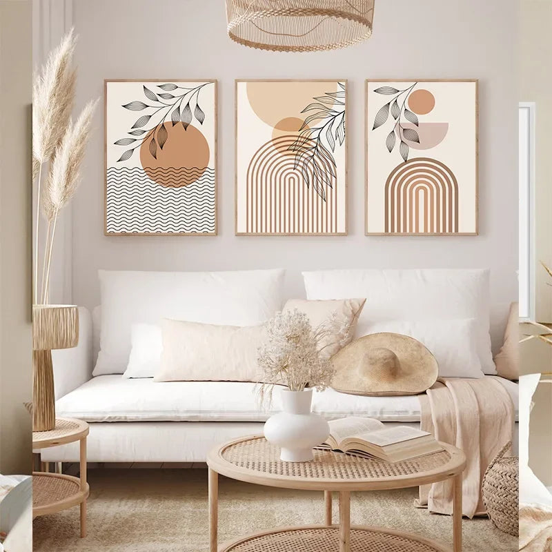 Minimalist Terracotta Sun Abstract Wall Art Fine Art Canvas Prints Modern Pictures For Living Room Bedroom Gallery Wall Art Decor | Bowlift