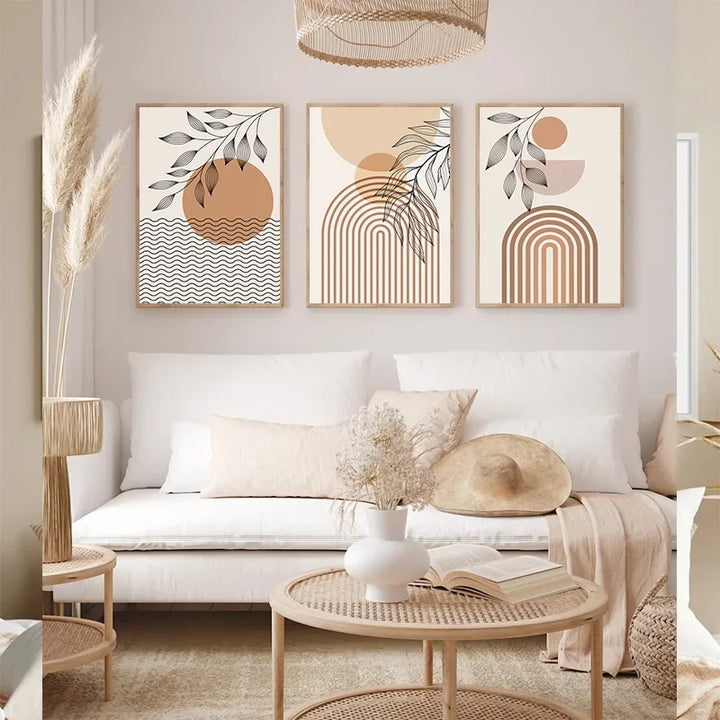 Minimalist Terracotta Sun Abstract Wall Art Fine Art Canvas Prints Modern Pictures For Living Room Bedroom Gallery Wall Art Decor | Bowlift