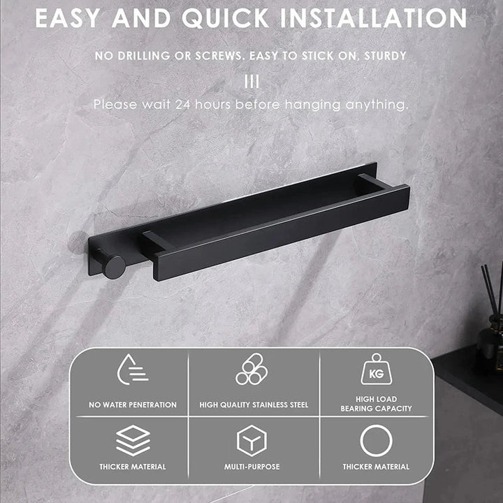 BowLift | Modern Self-Adhesive Towel Rack - in Silver and Black