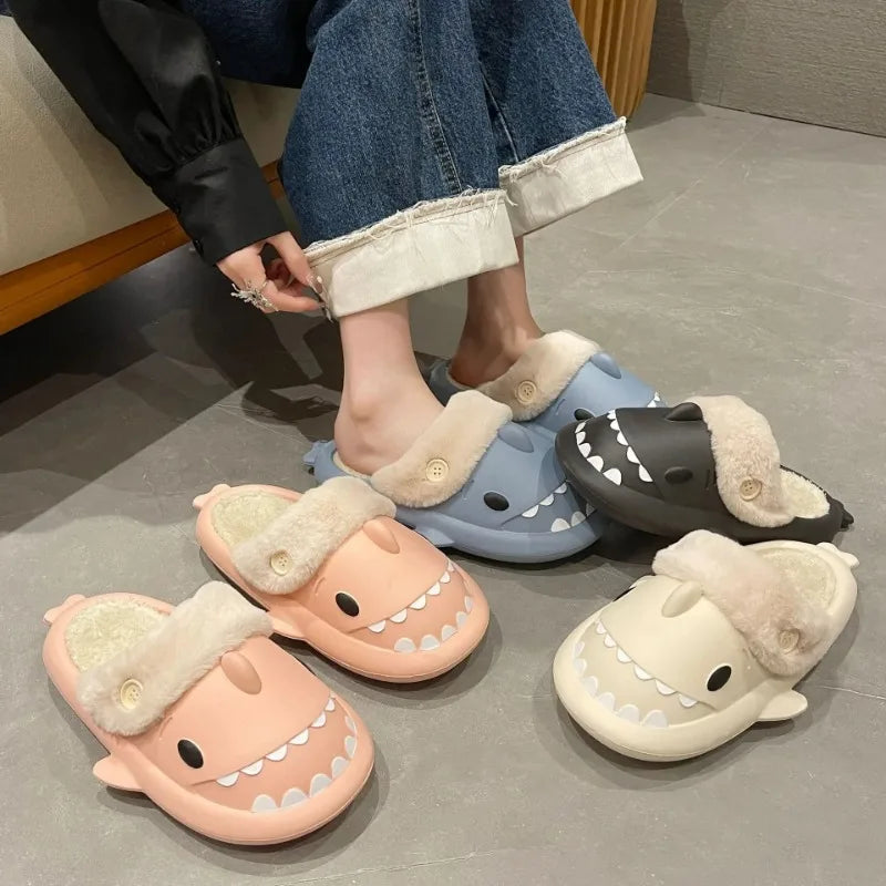 Funny Shark Slippers made of Cotton – Warm and Cozy Slippers for Men and Women, Non-Slip and Comfortable | Bowlift