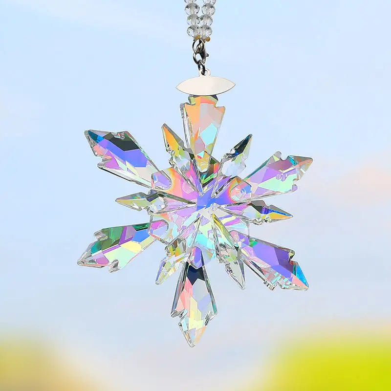 Transparent Snowflake Rainbow Car Pendant Decor | Bowlift