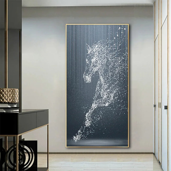 Minimalist Abstract Light Splash Horse Wall Art Fine Art Canvas Prints Equestrian Pictures For Modern Living Room Entranceway Foyer Art Decor | Bowlift