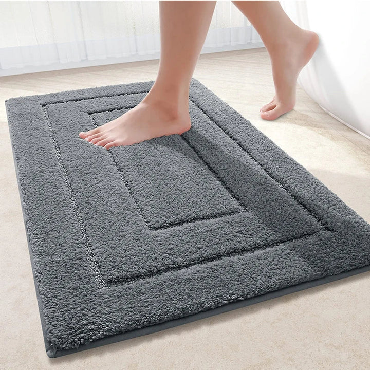 Bathroom Mat Microfiber Non-Slip – Double Layer Bath Mat | Highly Absorbent & Soft | Comfort Doormat | Bowlift