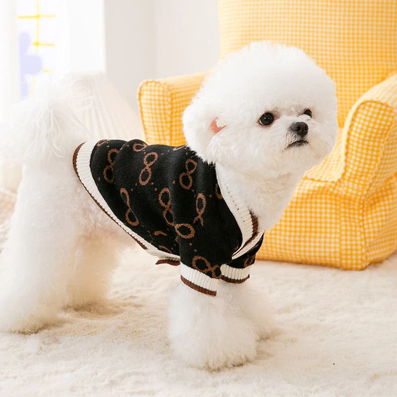 Dog cardigan made of knit warm and striped Bowlift
