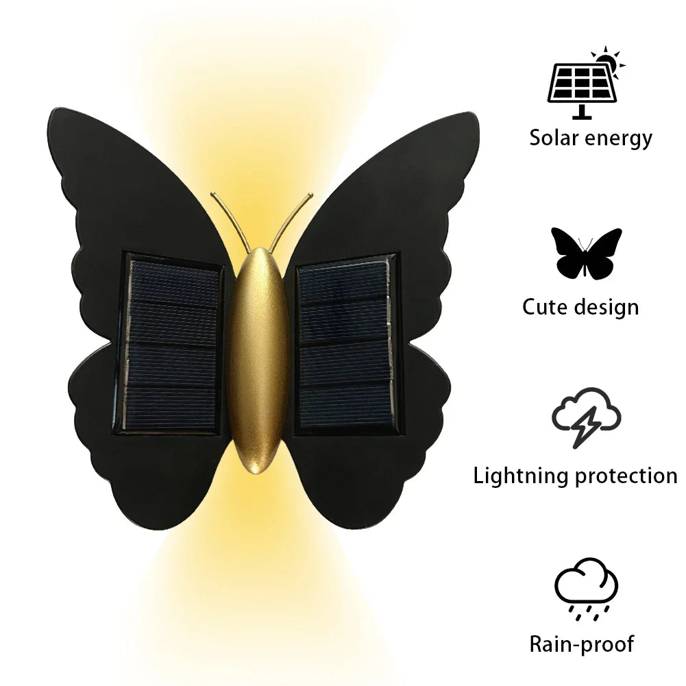 BowLift | Lumora FlyGlow Solar Wall Light Butterfly | With Motion Sensor & Auto On/Off | IP65 Waterproof | For Garden & Entrance
