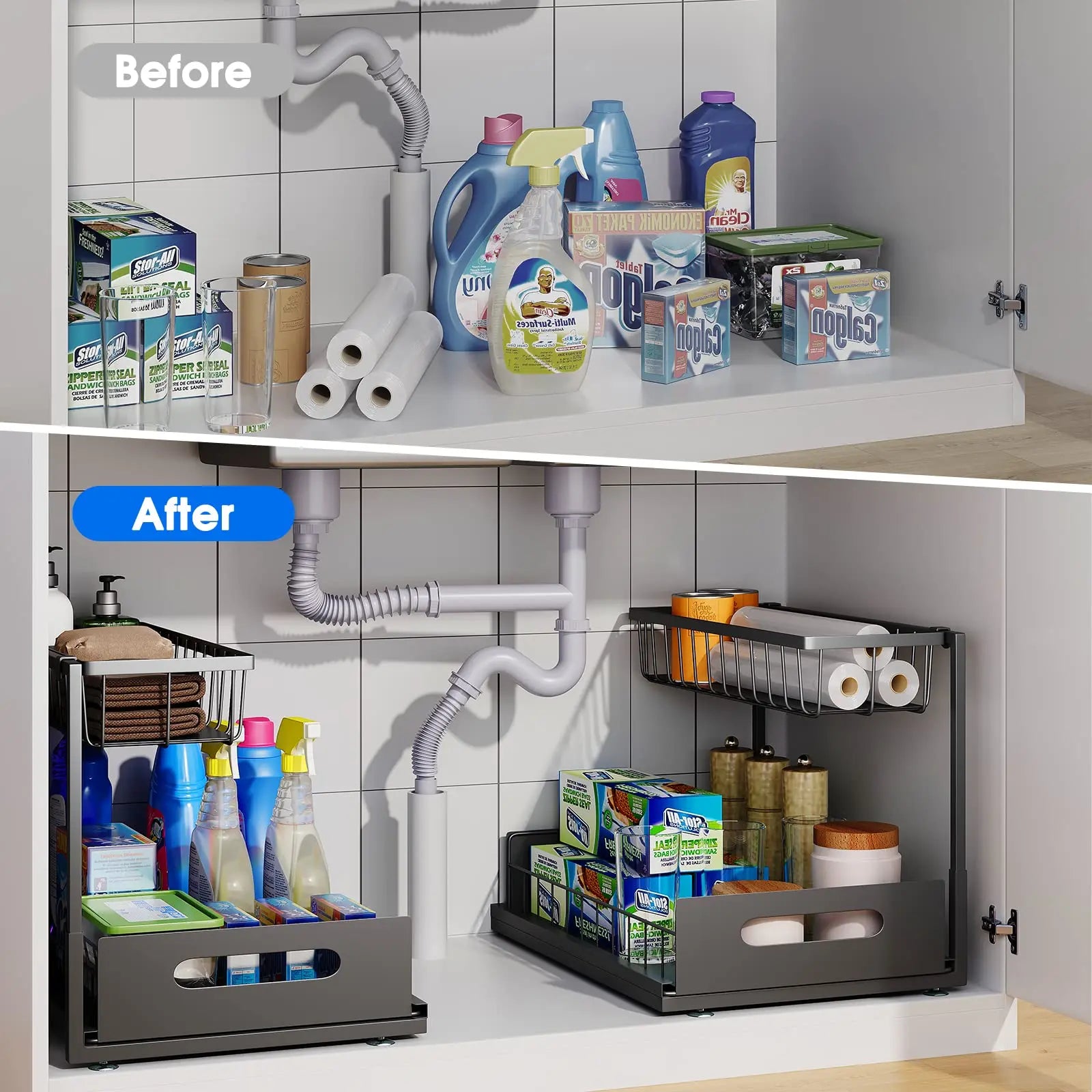 BowLift | 2-Tier Under Sink Sliding Cabinet Organiser – Arlo