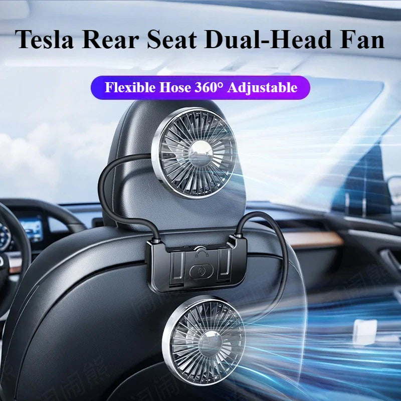 BowLift | Dual-Head Rear Seat Fan – Eary – (USB-C Rechargeable)