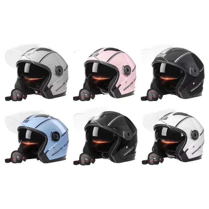 BowLift | Retro 3/4 Open-Face Motorcycle Helmet with Dual Lens – AeroRide